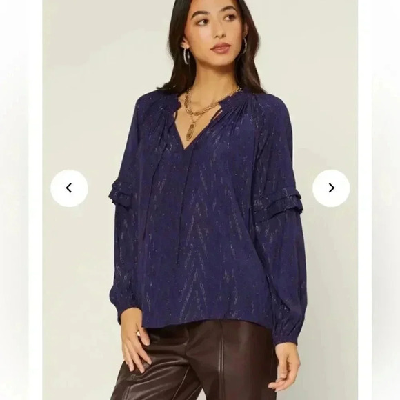 Current Air Metallic Chevron Textured Top Navy size Medium - Picture 1 of 8